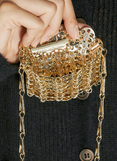 Shop Rabanne Paco  Women 1969 Micro Shoulder Bag In Gold