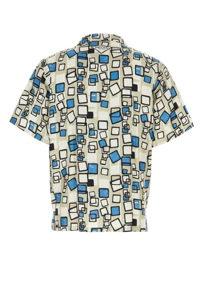 Shop Prada Man Printed Twill Shirt In Multicolor