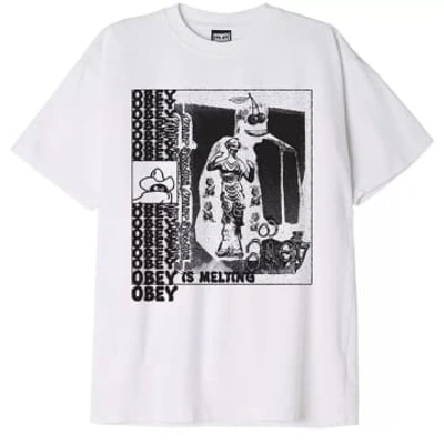 Shop Obey Is Melting T-shirt In White