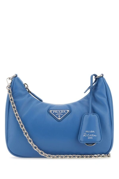 Shop Prada Woman Cerulean Blue Nappa Leather Re-edition 2005 Handbag