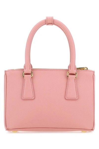 Shop Prada Woman Pink Leather Mini Galleria Handbag