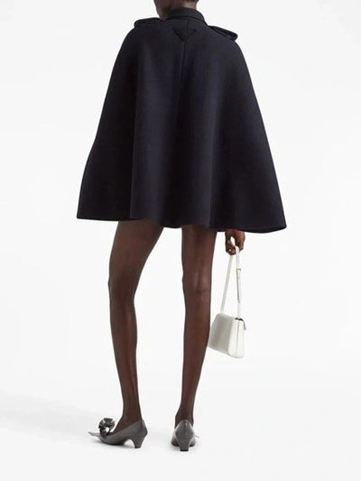 Prada Caban Coat In Blue