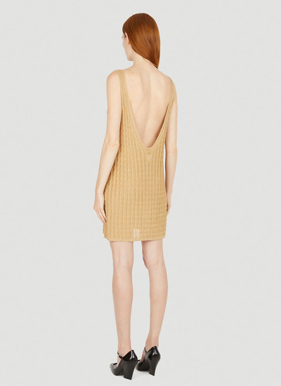 Shop Prada Women Metallic Cabel Knit Dress In Cream