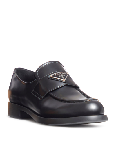 Shop Prada Women Unlined Moccasins In Brushed Leather In Black