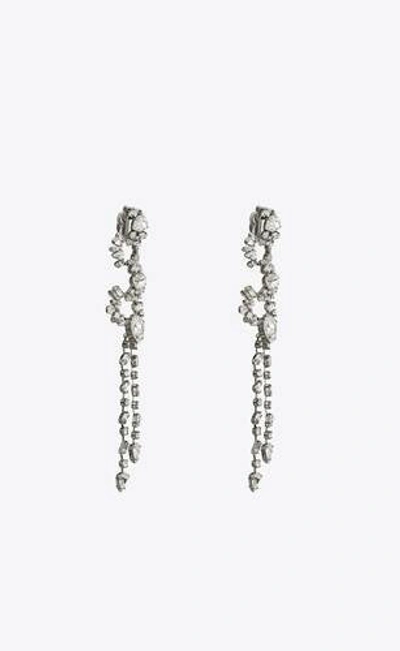 Shop Saint Laurent Women Smoking Brass Embellished Ring Earrings In Silver