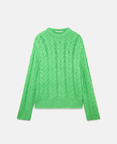 Shop Stella Mccartney Cable Knit Cape Jumper In Neon Green