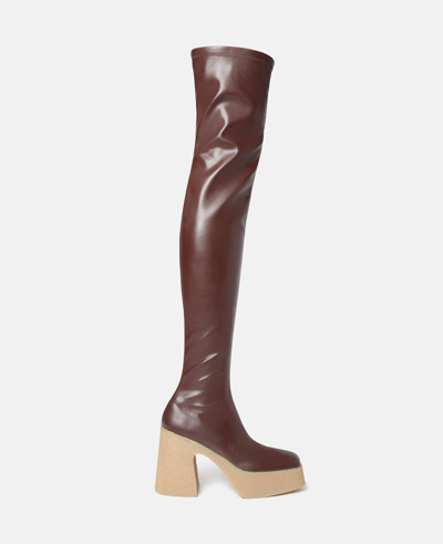 Shop Stella Mccartney Skyla Stretch Over-the-knee Boots In Chocolate Brown