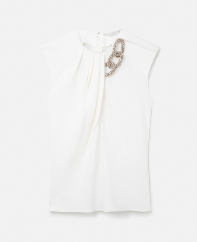 Shop Stella Mccartney Falabella Crystal Chain Sleeveless Top In White