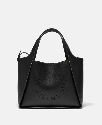Shop Stella Mccartney Logo Grainy Alter Mat Crossbody Bag In Black