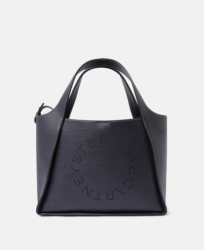 Shop Stella Mccartney Logo Grainy Alter Mat Crossbody Bag In Indigo Moon