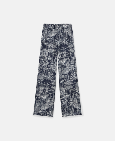 Shop Stella Mccartney Fungi Forest Print Silk Pyjama Trousers In Navy Multicolour