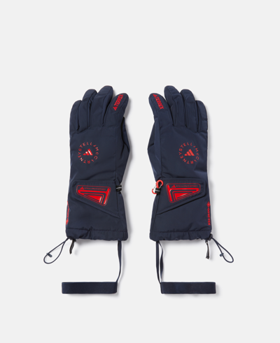 Shop Stella Mccartney Logo Gore-tex Gloves In Legend Ink/active Red/black
