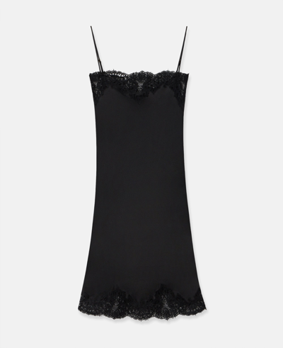 Shop Stella Mccartney Sleeveless Lace Satin Midi Dress In Black