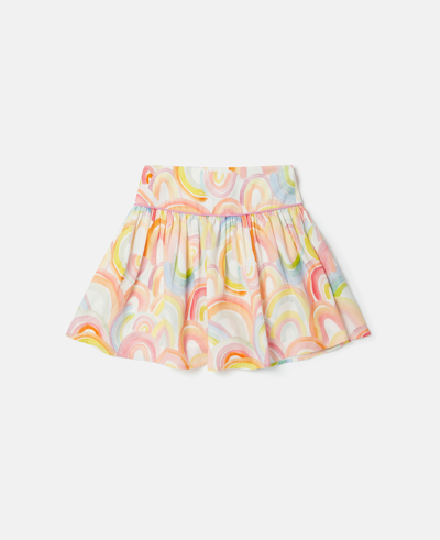 Shop Stella Mccartney Watercolour Rainbow Print Skater Skirt In Ivory Multicolour