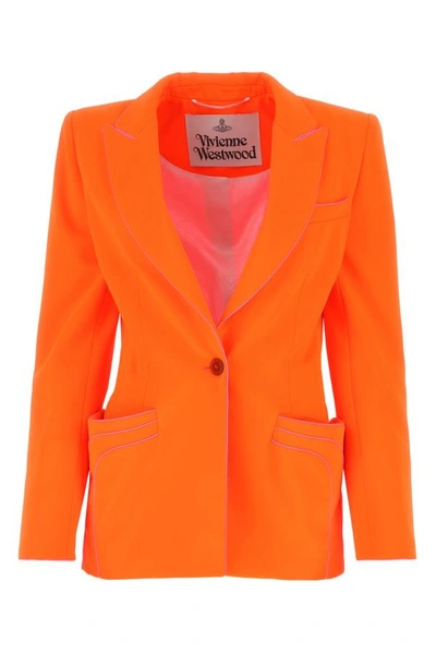 Shop Vivienne Westwood Woman Fluo Orange Polyester Rita Blazer