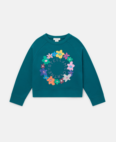 Shop Stella Mccartney Logo Flower Garland Sweatshirt In Blue
