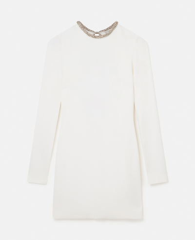 Shop Stella Mccartney Crystal Collar Cocktail Mini Dress In White