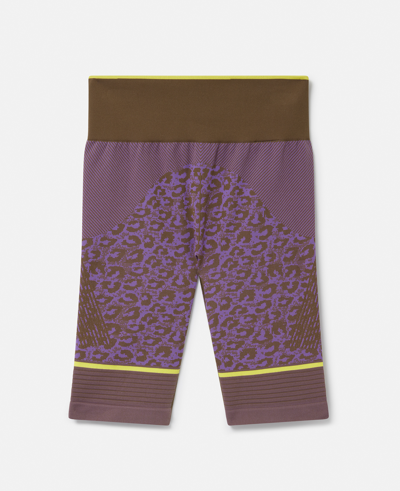 Shop Stella Mccartney Truestrength Seamless Yoga Shorts In Trace Olive/deep Lilac/shock Slime