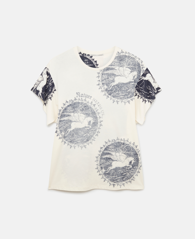 Shop Stella Mccartney Eco Warrior Stamp Print Regenerative Cotton T-shirt In Natural