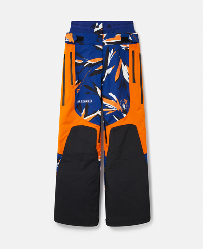 Shop Stella Mccartney Terrex Truenature Floral Print Double Layer Insulated Ski Trousers In Mystery Ink/unity Orange/black