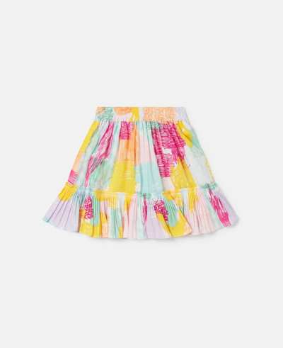 Shop Stella Mccartney Abstract Doodle Print Ruffle Skater Skirt In Multicolour