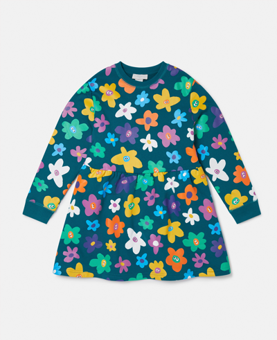 Shop Stella Mccartney Smiling Flower Print Jersey Dress In Black Multicolour