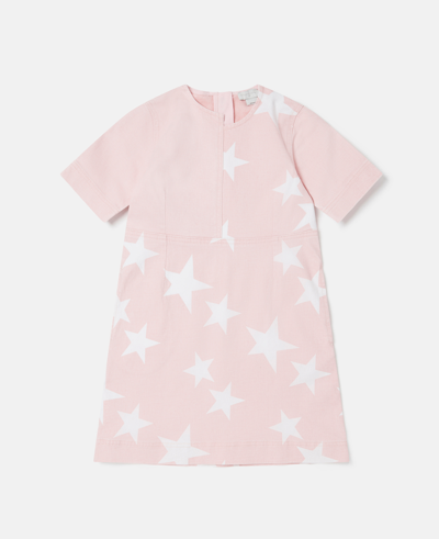 Shop Stella Mccartney Star Print Denim Dress In Pink