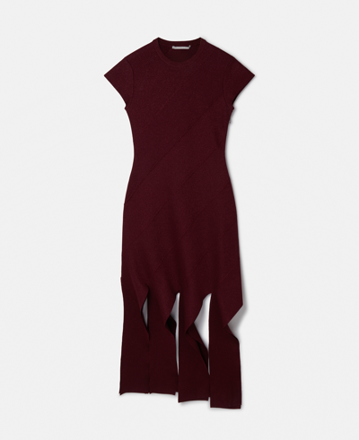 Shop Stella Mccartney Lurex Rib Knit Midi Dress In Burgundy
