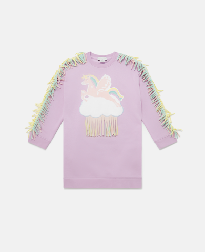 Shop Stella Mccartney Fringed Unicorn Cloud Sweatshirt In Lilac
