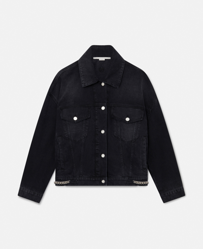 Shop Stella Mccartney Falabella Oversized Denim Jacket In Black