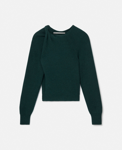 Shop Stella Mccartney Regenerated Cashmere Shifting Knot Jumper In Forest Green