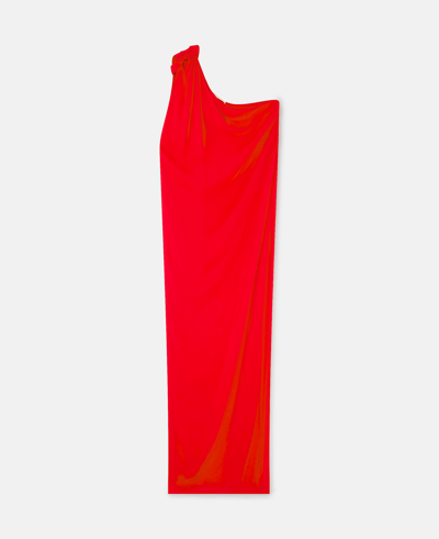 Shop Stella Mccartney One-shoulder Scarf Maxi Dress In Lipstick Red