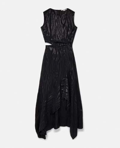 Shop Stella Mccartney Woodgrain Print Lurex Maxi Dress In Black