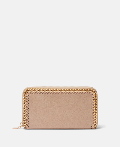 Shop Stella Mccartney Falabella Zip Continental Wallet In Clotted Cream