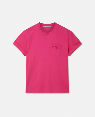 Shop Stella Mccartney Stella Logo Heart Embroidery T-shirt In Pink