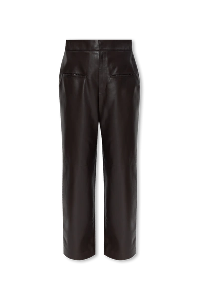Shop Loewe Brown Leather Trousers In New