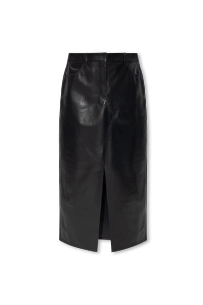 Shop Givenchy Black Leather Skirt In New