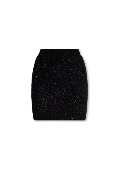 Shop Balmain Black Sequinned Skirt In New