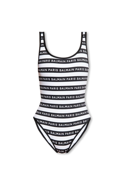 Shop Balmain White One-piece Swimsuit In New