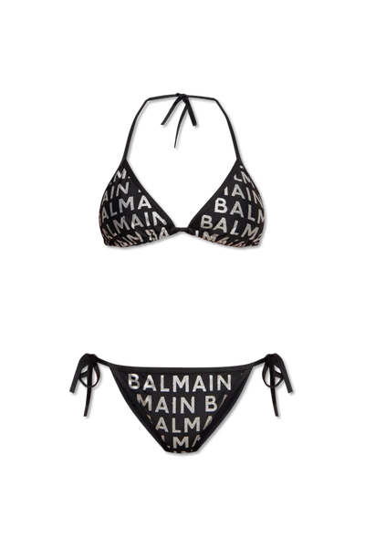 Balmain All-over Logo Print Bikini In New