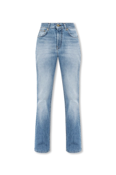Shop Jacquemus Blue Flared Jeans In New