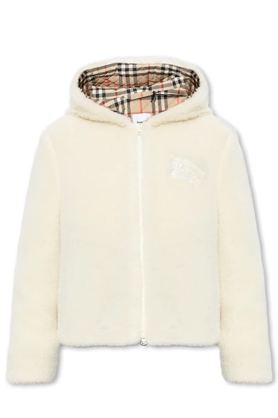 Shop Burberry Cream ‘austrel' Fleece Jacket In New