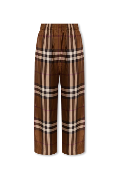 Shop Burberry Brown ‘alex' Silk Trousers In New