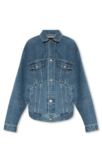 Shop Balenciaga Blue Asymmetric Denim Jacket In New