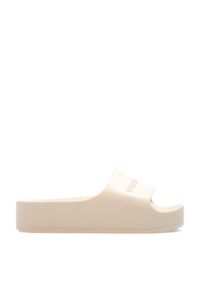 Shop Balenciaga Cream ‘chunky' Platform Slide Sandals In New