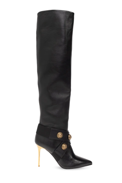 Shop Balmain Black ‘alma' Heeled Boots In Leather In New