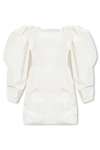 Shop Jacquemus White ‘taffetas' Dress With Puff Sleeves In New