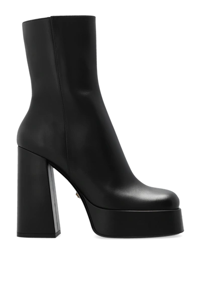 Shop Versace Black ‘aevitas' Heeled Boots In Leather In New