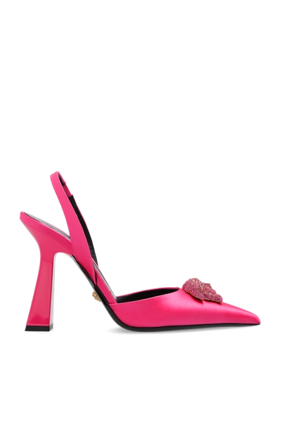 Shop Versace Pink ‘la Medusa' Pumps In New