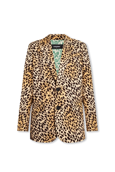 Shop Dsquared2 Brown Blazer With Animal Motif In New